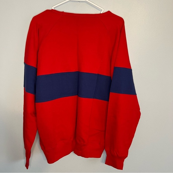 VTG 90s Y2K Cheetah Mervyns Crewneck Sweater Pullover Red Blue Colorblock Sz L - Picture 9 of 9
